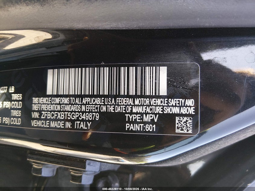 FIAT 500X 2016 VIN ZFBCFXBT5GP349879