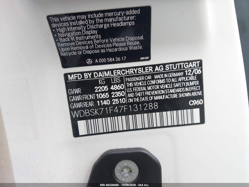 2007 MERCEDES-BENZ SL 550 · Фото 9