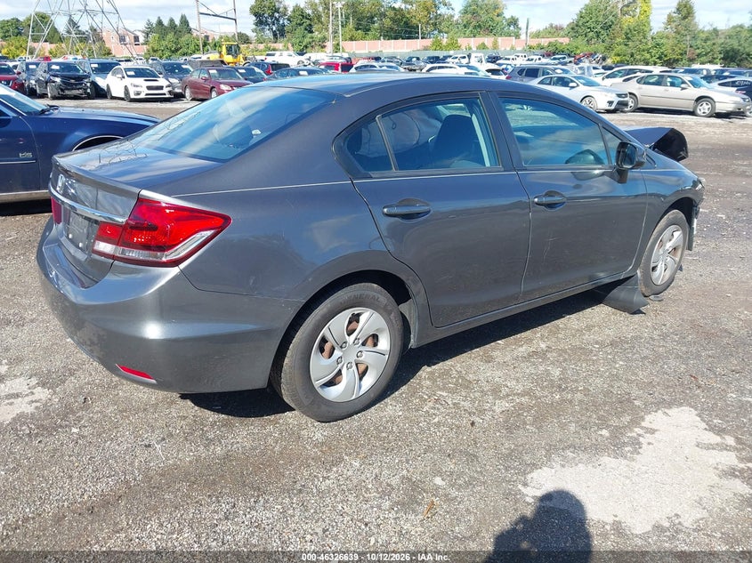 Vin: 2hgfb2f53dh599840, lot: 46826892, honda civic lx 20134