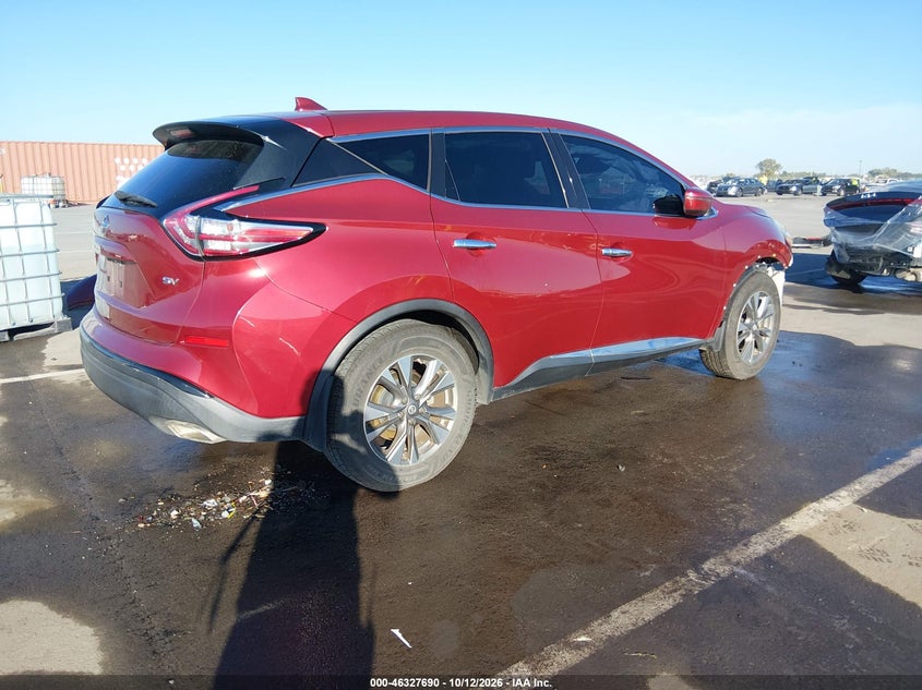 Vin: 5n1az2mg6jn187256, lot: 46827943, nissan murano s 20182