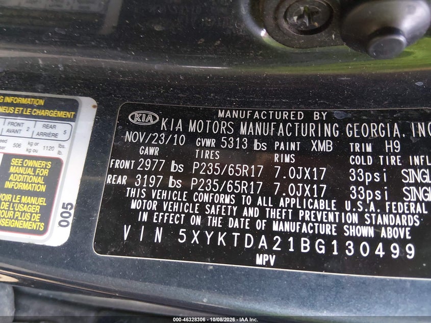 2011 KIA SORENTO LX V6 · Фото 9