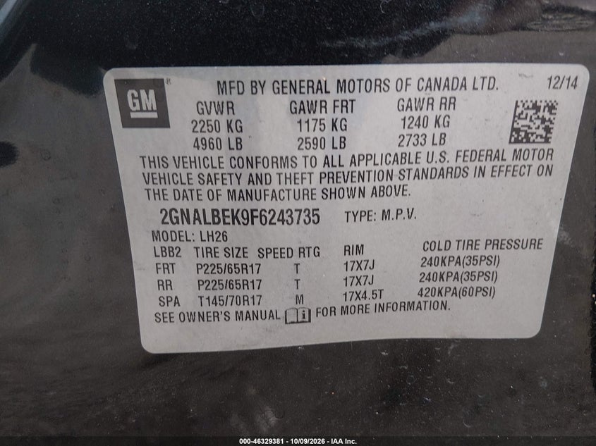 2015 CHEVROLET EQUINOX 1LT · Фото 9
