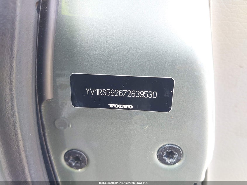 VOLVO S60 2007 VIN YV1RS592672639530