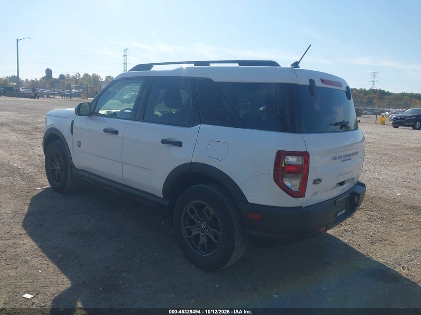 Vin: 3fmcr9b67mrb33302, lot: 46829747, ford bronco sport big bend 20213