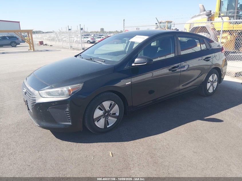 Vin: kmhc65lc9ju075476, lot: 46831359, hyundai ioniq hybrid blue 20182