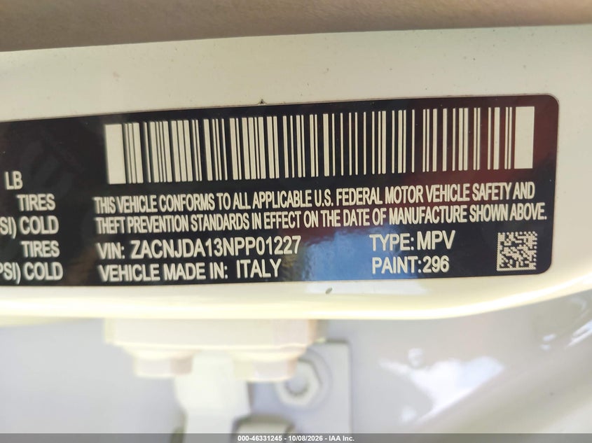 JEEP RENEGADE 2022 VIN ZACNJDA13NPP01227