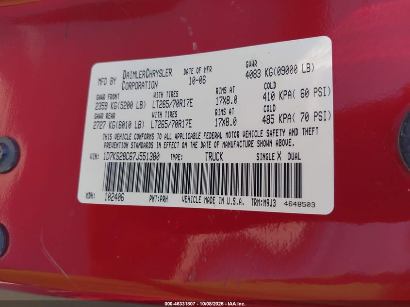 2007 DODGE RAM 2500 SLT/TRX4 OFF ROAD/SPORT/POWER WAGON · Фото 9