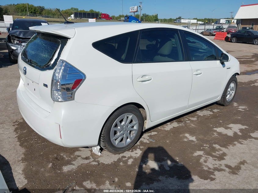 Vin: jtdzn3eu1c3057719, lot: 46832689, toyota prius v three 20124