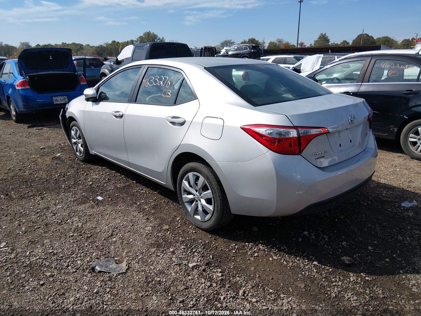 Vin: 2t1burhe9fc434885, lot: 46833014, toyota corolla le 20153