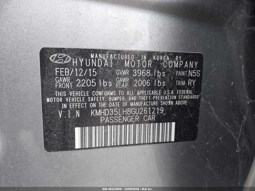 HYUNDAI ELANTRA GT 2016 VIN KMHD35LH8GU261219