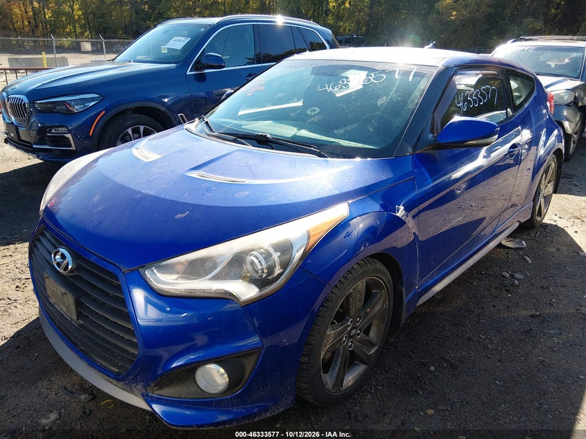 Vin: kmhtc6ae0eu205833, lot: 46833830, hyundai veloster turbo w/black 20142