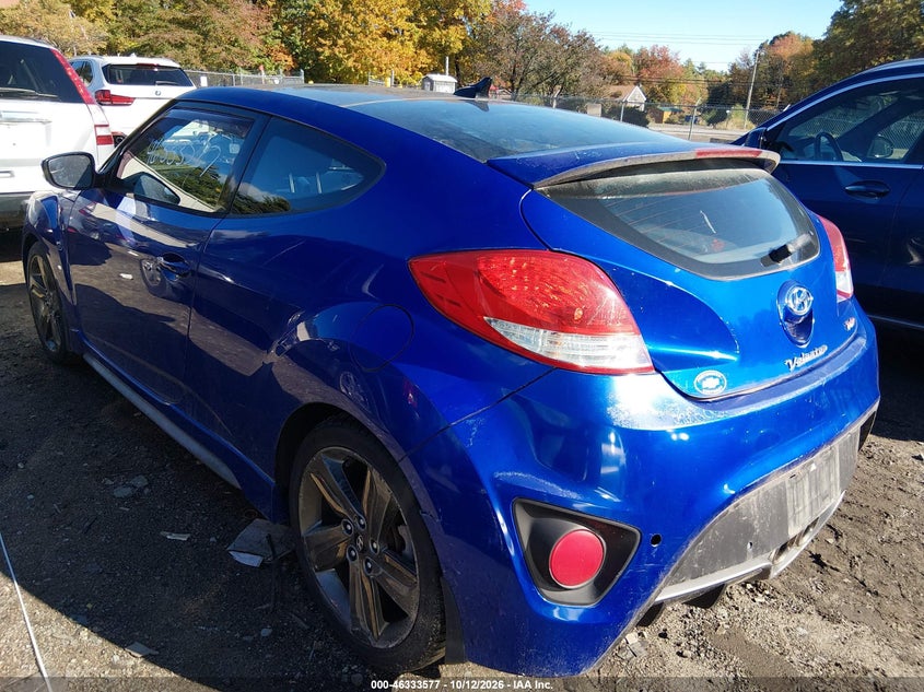 Vin: kmhtc6ae0eu205833, lot: 46833830, hyundai veloster turbo w/black 20143