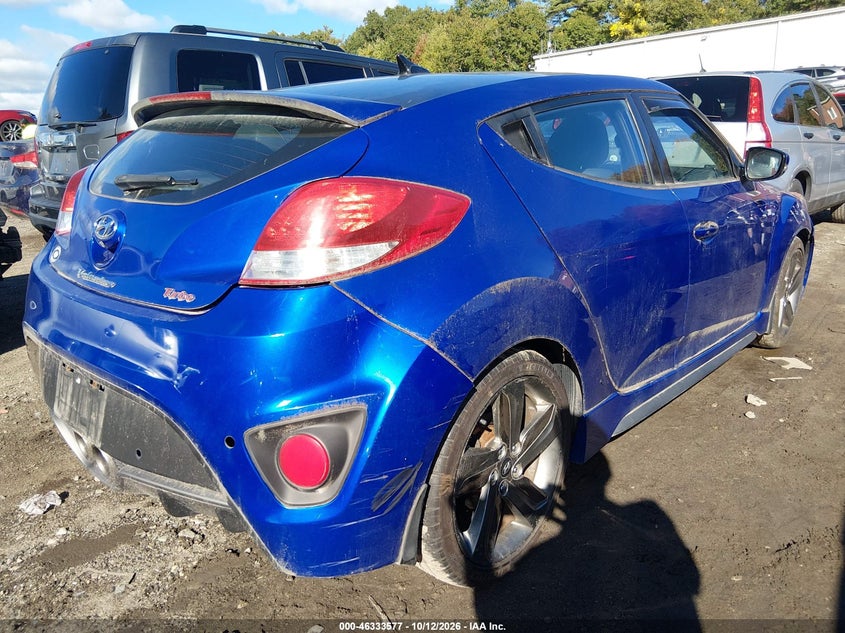 Vin: kmhtc6ae0eu205833, lot: 46833830, hyundai veloster turbo w/black 20144
