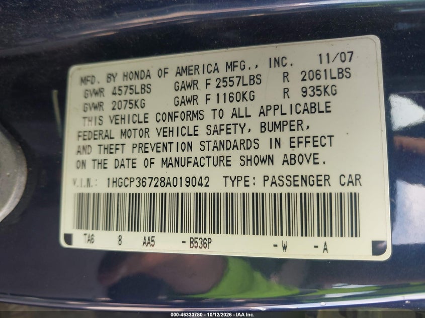 2008 HONDA ACCORD 3.5 EX · Фото 9