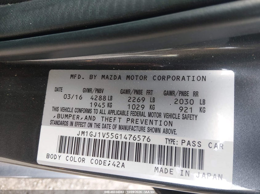 2016 MAZDA MAZDA6 I TOURING · Photo 9