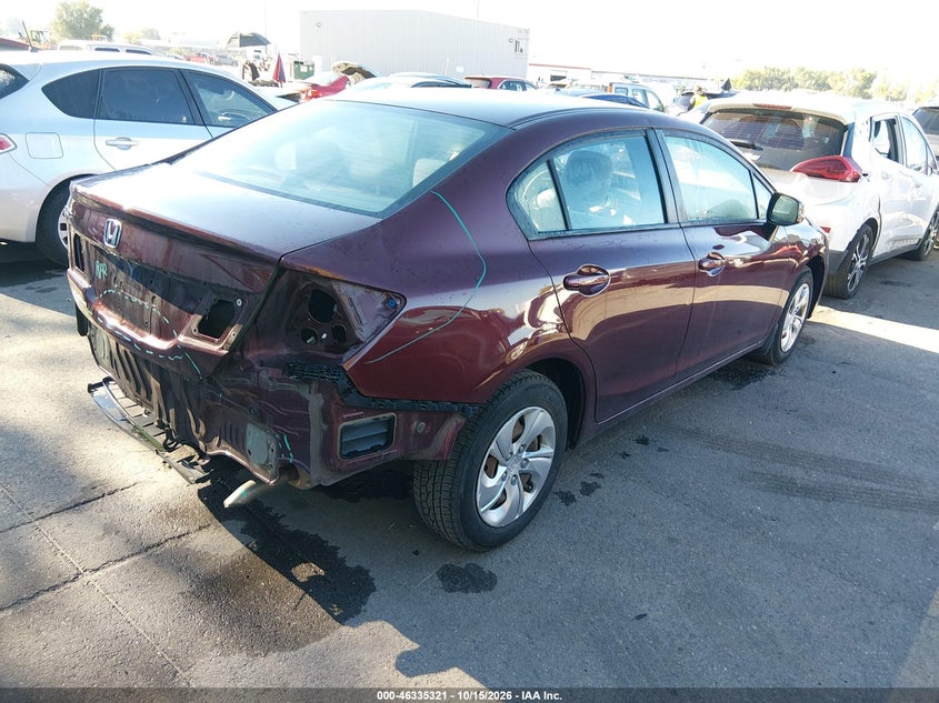 Vin: 19xfb2f5xde085414, lot: 46835580, honda civic lx 20134