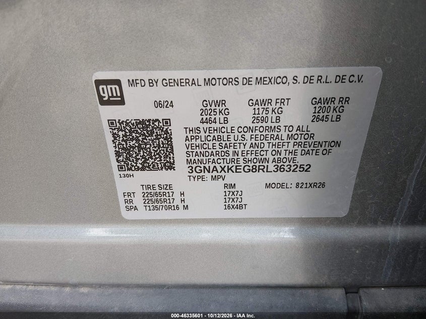 CHEVROLET EQUINOX 2024 VIN 3GNAXKEG8RL363252