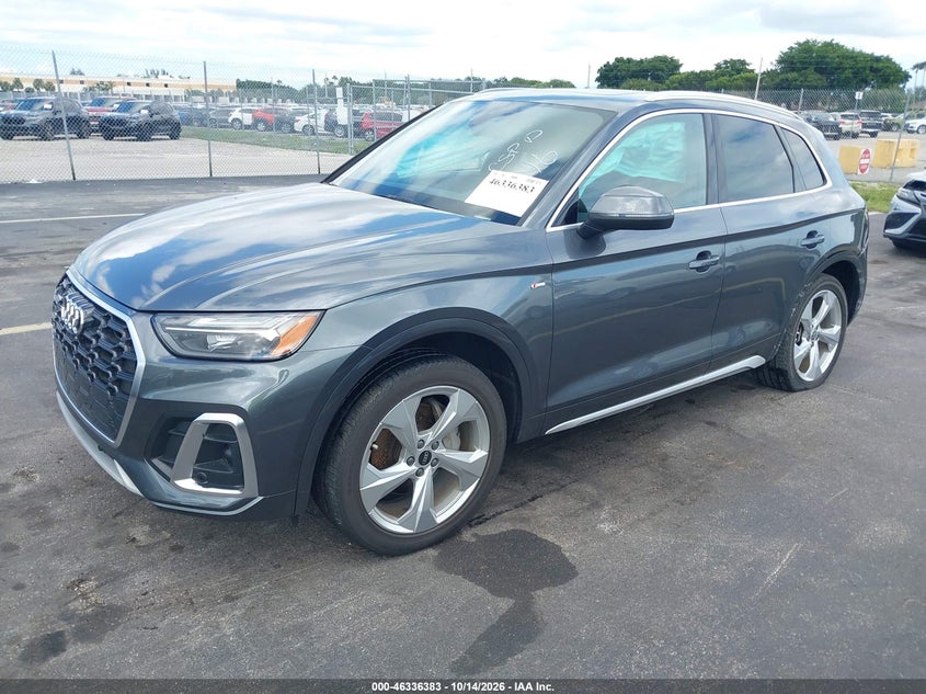 Vin: wa1eaafy0n2126046, lot: 46836642, audi q5 premium plus 45 tfsi s line quattro s tronic 20222