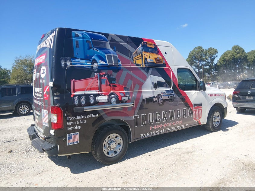 Vin: 1n6bf0lyxjn800976, lot: 46837140, nissan nv cargo nv2500 hd sv v6 20184