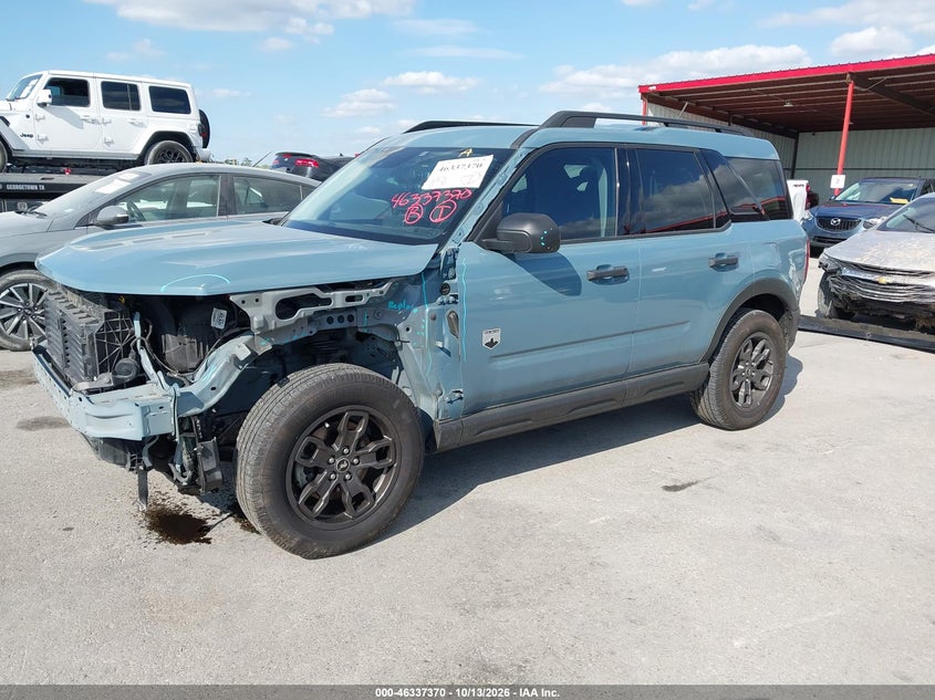 Vin: 3fmcr9b66mrb33971, lot: 46837629, ford bronco sport big bend 20212