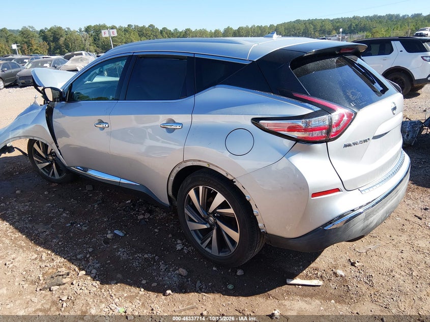Vin: 5n1az2mg6fn249990, lot: 46837973, nissan murano platinum 20153