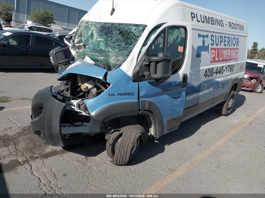 Vin: 3c6lrvdg5pe582578, lot: 46838093, ram promaster 2500 high roof 159 wb 20232