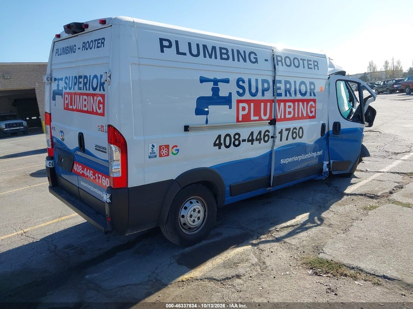 Vin: 3c6lrvdg5pe582578, lot: 46838093, ram promaster 2500 high roof 159 wb 20234