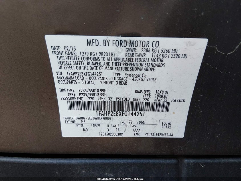 2015 FORD TAURUS SEL · Фото 9
