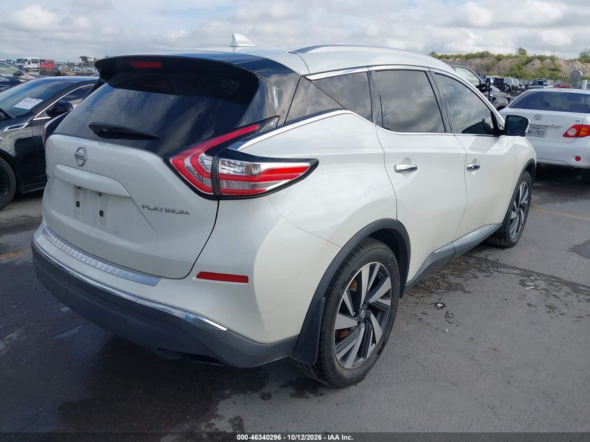 Vin: 5n1az2mgxhn157221, lot: 46840554, nissan murano platinum 20174