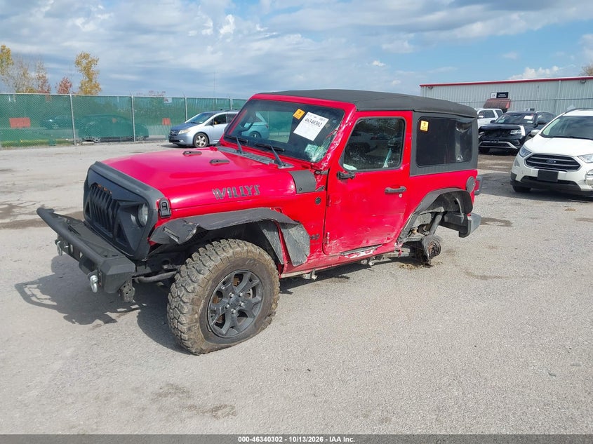 2022 Jeep Wrangler Willys Sport 4X4, Левый бок, IAAI, VIN 1C4GJXAG0NW210053 — фото 2