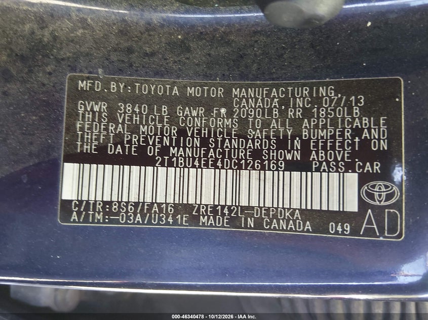 2013 TOYOTA COROLLA L · Фото 9