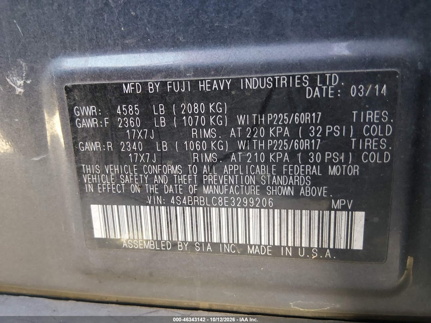 2014 SUBARU OUTBACK 2.5I LIMITED · Фото 9