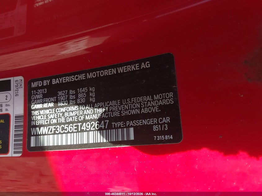 MINI CLUBMAN 2014 VIN WMWZF3C56ET492647
