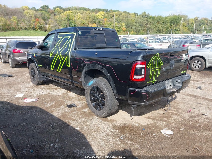 Vin: 3c6ur5sl9mg601282, lot: 46846114, ram 2500 limited  4x4 6'4 box 20213