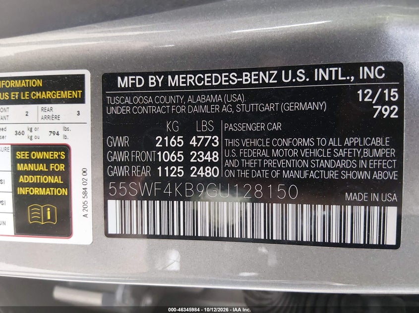 2016 MERCEDES-BENZ C 300 VIN 55SWF4KB9GU128150 — фото 9