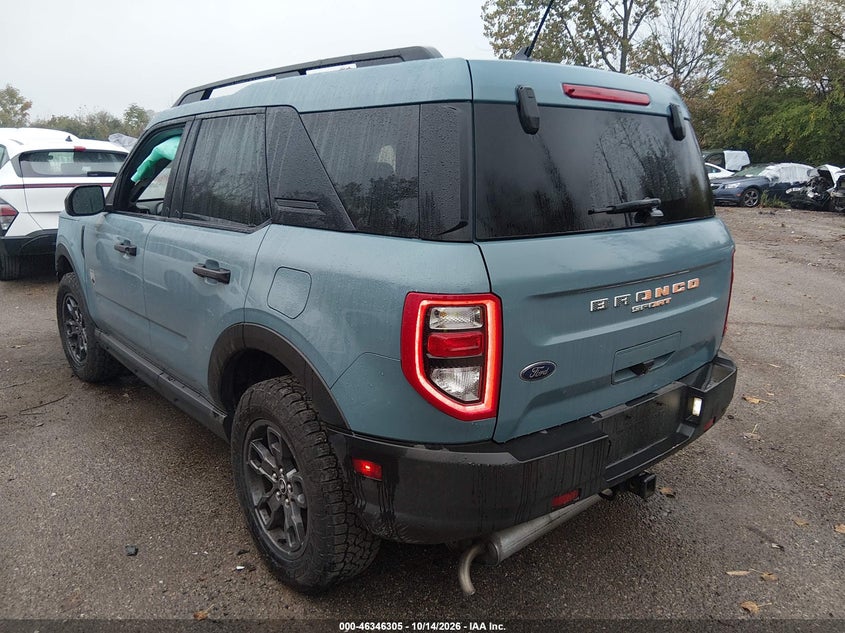 Vin: 3fmcr9b68nre20357, lot: 46846571, ford bronco sport big bend 20223