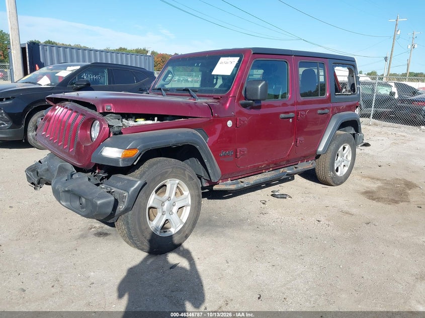Vin: 1c4hjxdn9mw784843, lot: 46847053, jeep wrangler unlimited sport s 4x4 20212