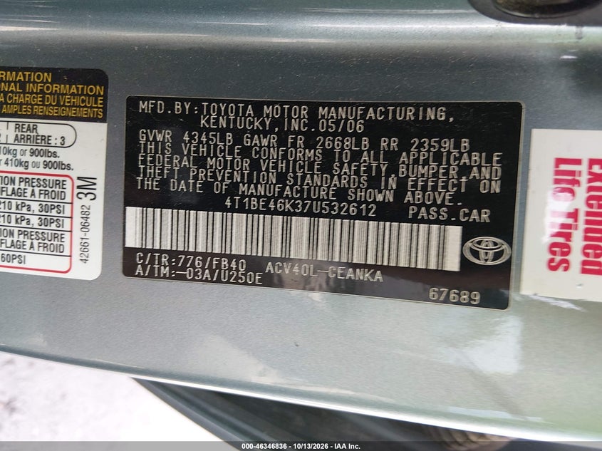 2007 TOYOTA CAMRY LE · Фото 9