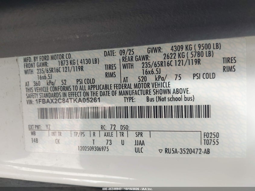 2026 FORD TRANSIT-350 PASSENGER VAN XLT · Фото 9