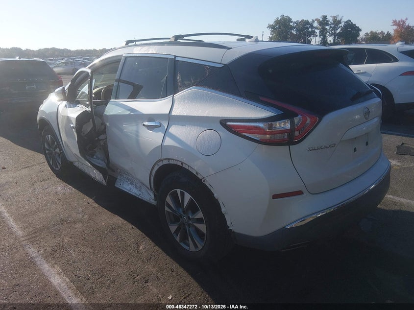 Vin: 5n1az2mh8fn275371, lot: 46847538, nissan murano sv 20153