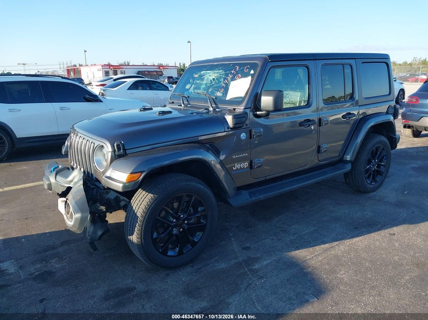 Vin: 1c4jjxp64pw599576, lot: 46847923, jeep wrangler 4xe sahara 4x4 20232
