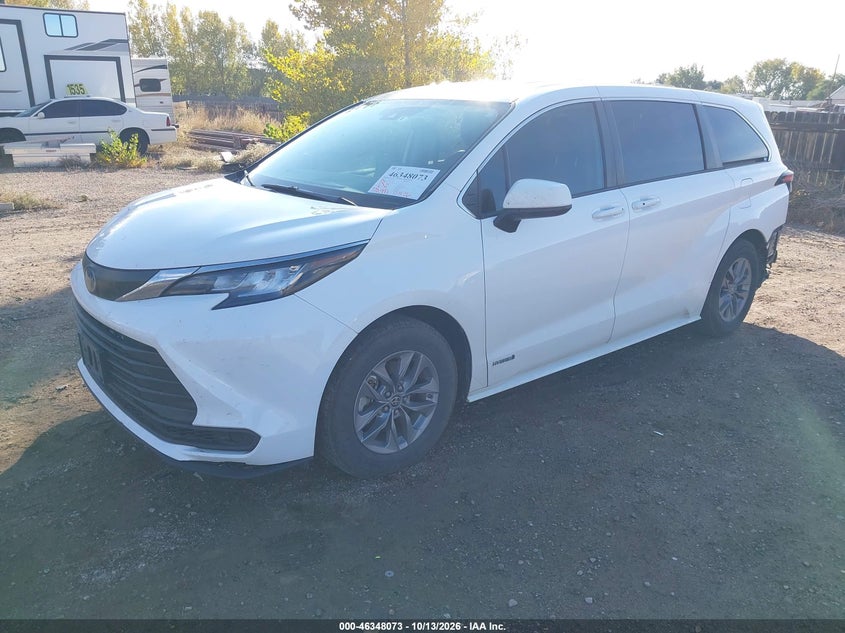 Vin: 5tdkskfcxms023661, lot: 46848339, toyota sienna le 20212