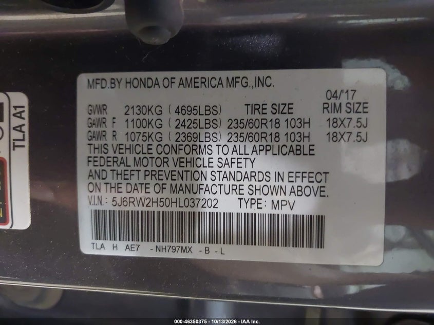 2017 HONDA CR-V EX · Фото 9