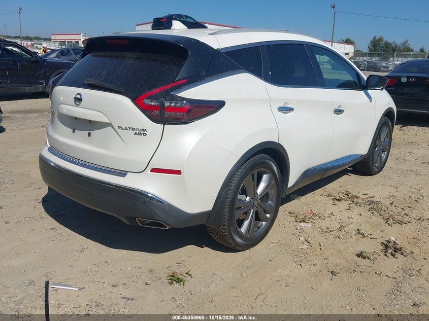 Vin: 5n1az2ms6kn140041, lot: 46851226, nissan murano platinum 20194
