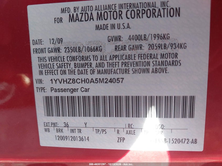 2010 MAZDA MAZDA6 I TOURING · Photo 9