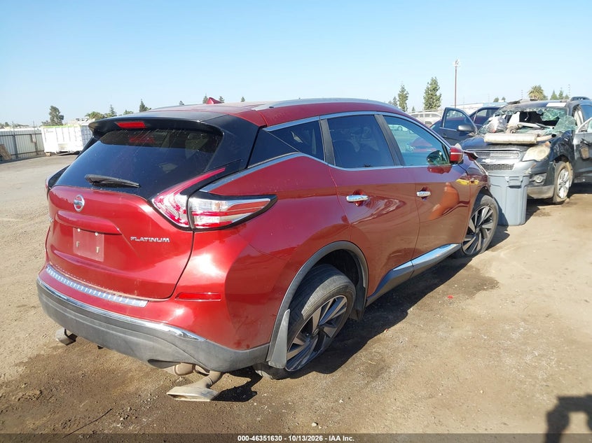 Vin: 5n1az2mg5fn219220, lot: 46851896, nissan murano platinum 20154