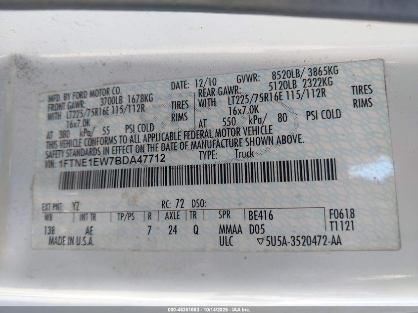 2011 FORD E-150 COMMERCIAL · Фото 9