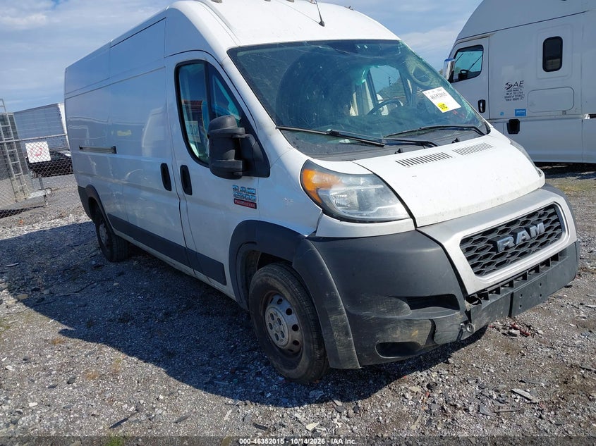 Vin: 3c6lrvdg0me584802, lot: 46852281, ram promaster 2500 high roof 159 wb 20211