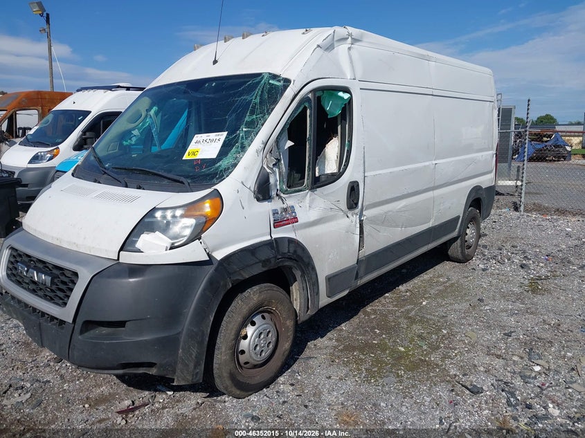 Vin: 3c6lrvdg0me584802, lot: 46852281, ram promaster 2500 high roof 159 wb 20212