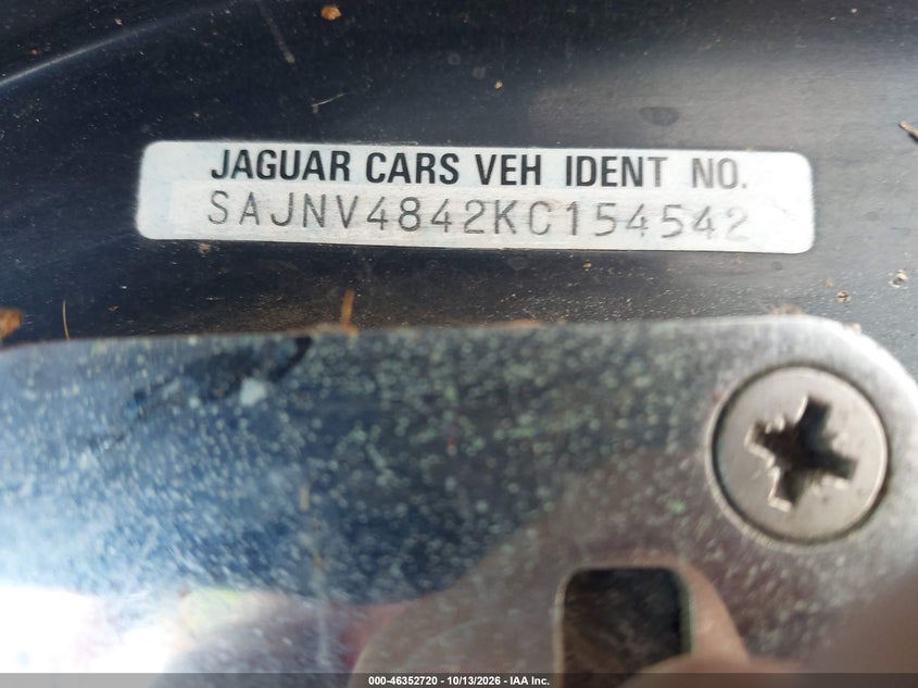 JAGUAR XJS 1989 VIN SAJNV4842KC154542